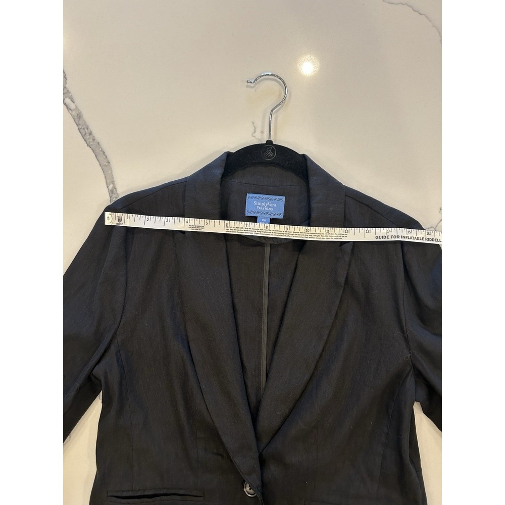 Simply Vera Wang Linen Blend Blazer Women XS Office Career Black With Sheer Edge - Picture 4 of 6